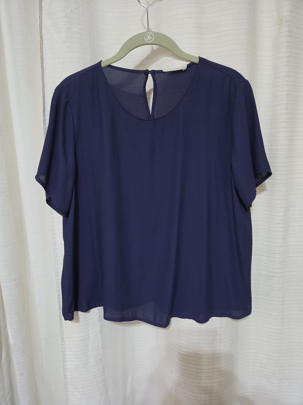 Lush Navy Short Sleeve Round Neck Blouse
